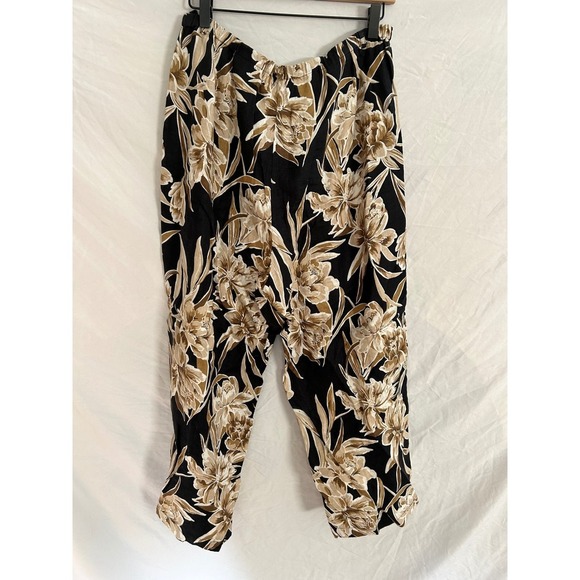 Amanda Smith Womens Ankle Pants SideZip 100% Linen Large Tropical Floral Print - Picture 3 of 9
